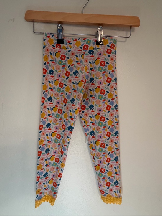 Other - Girls' Floral Print Leggings‎ with Yellow Lace Trim